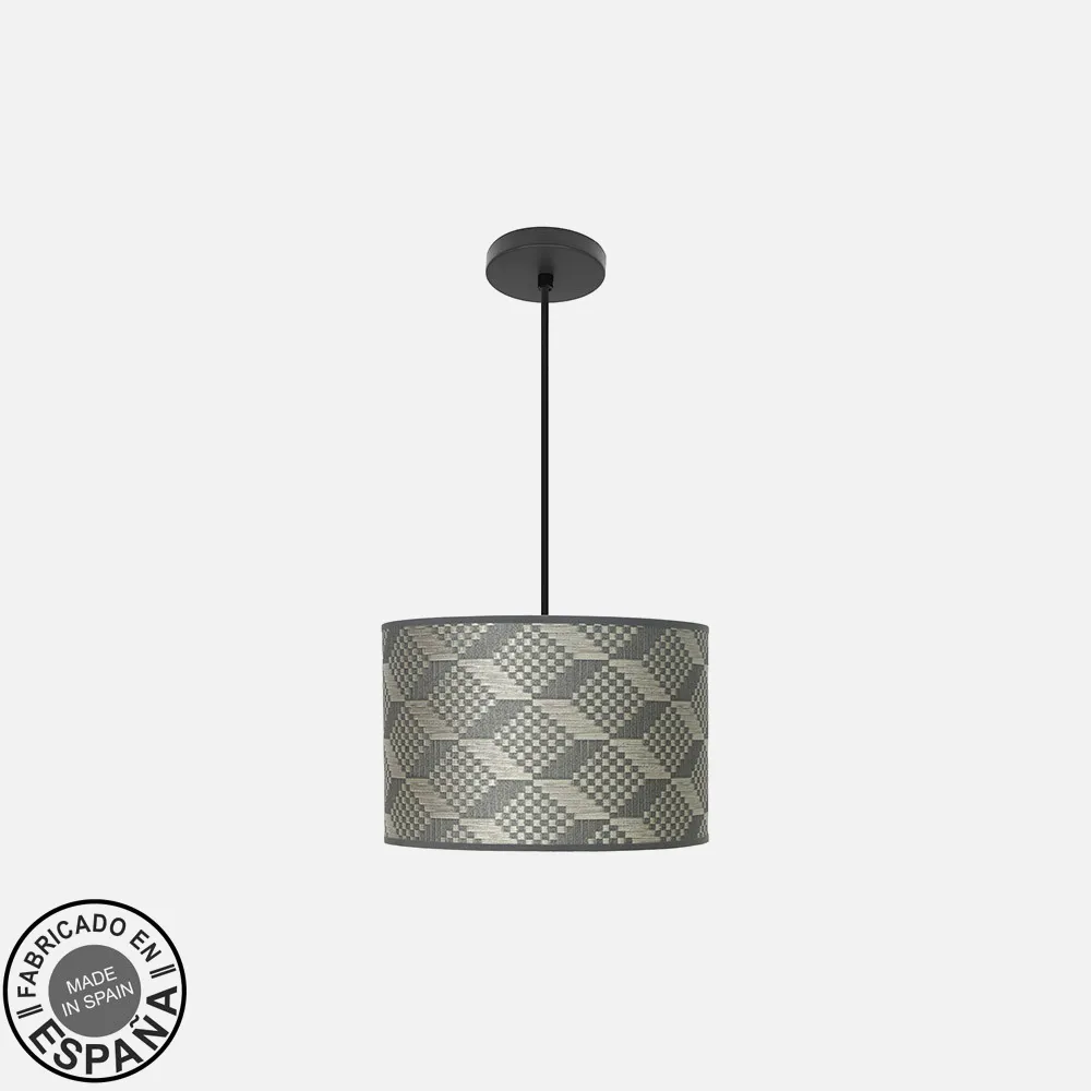 212493119 - Colgante Moda 1xe27 Negro/tetris Gris Regx30x30cm 