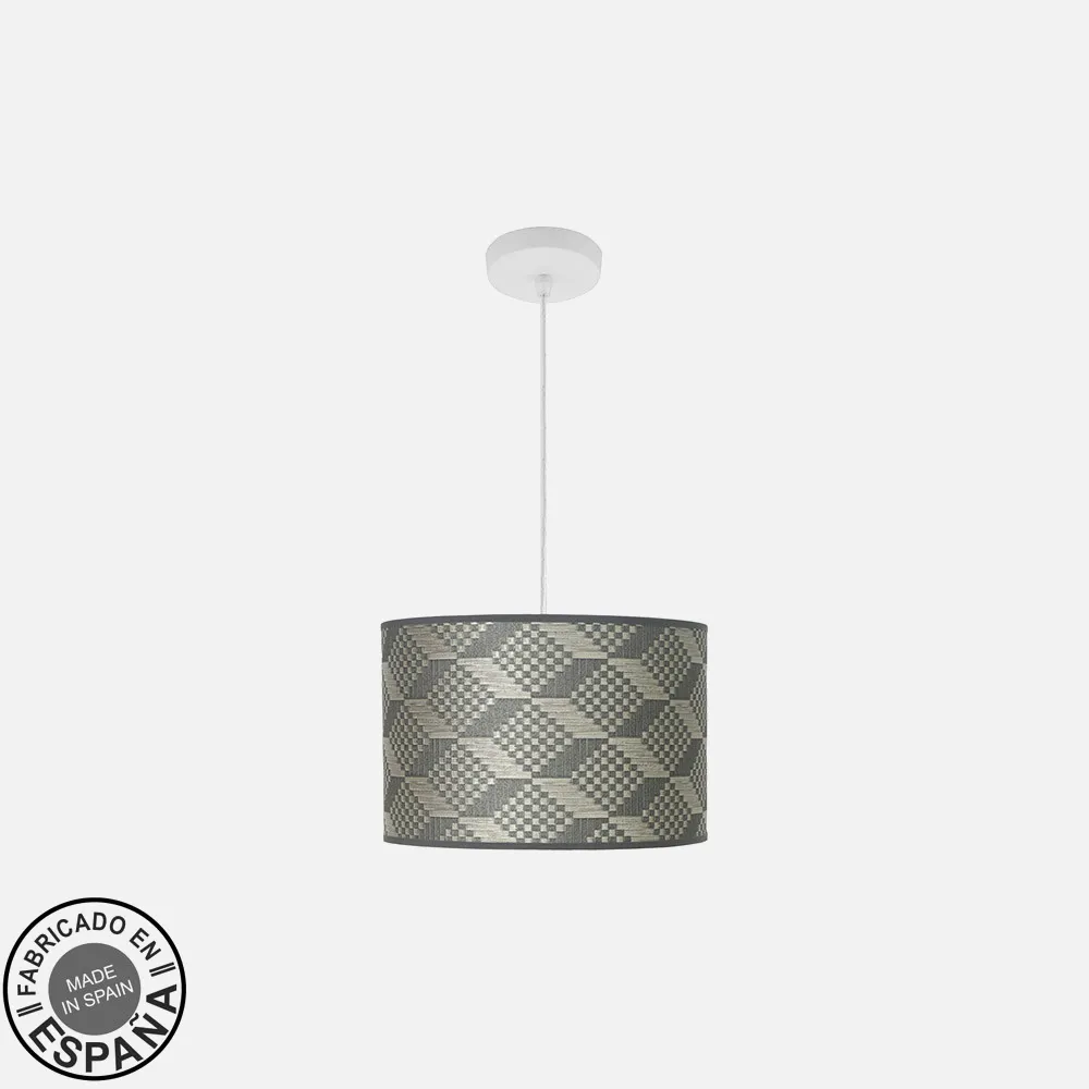 212493111 - Colgante Moda 1xe27 Blanco/tetris Gris Regx30x30cm