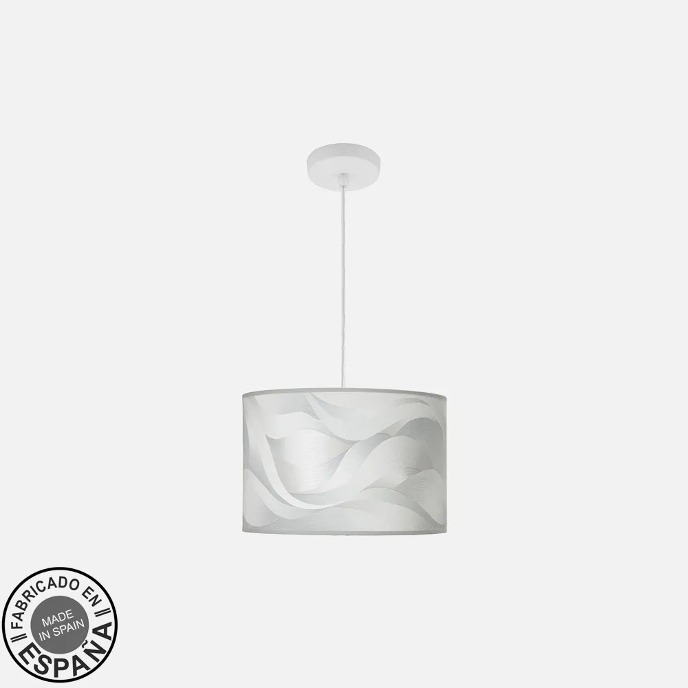 212493031 - Colgante Moda 1xe27 Blanco/ola Gris Regx30x30cm
