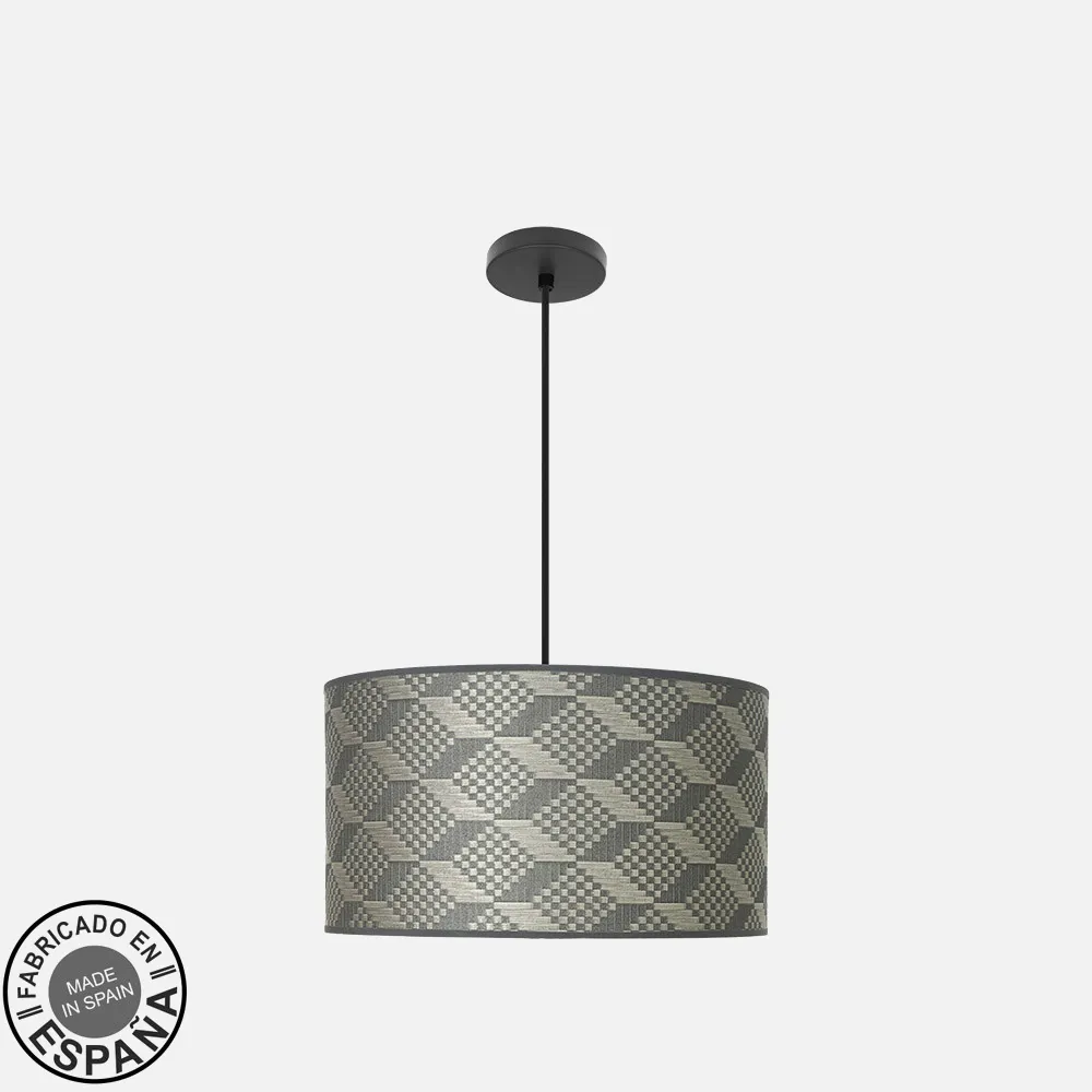 212494119 - Colgante Moda 2xe27 Negro/tetris Gris Regx40x40cm C/difusor