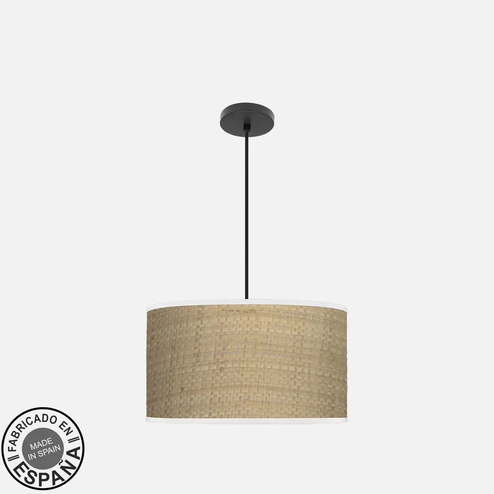 212494069 - Colgante Moda 2xe27 Negro/cañizo Claro Regx40x40 C/difusor