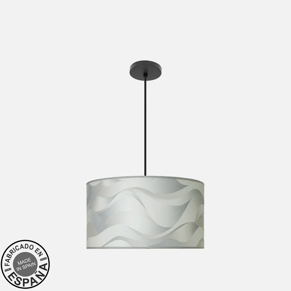 212494039 - Colgante Moda 2xe27 Negro/ola Gris Regx40x40cm C/difusor