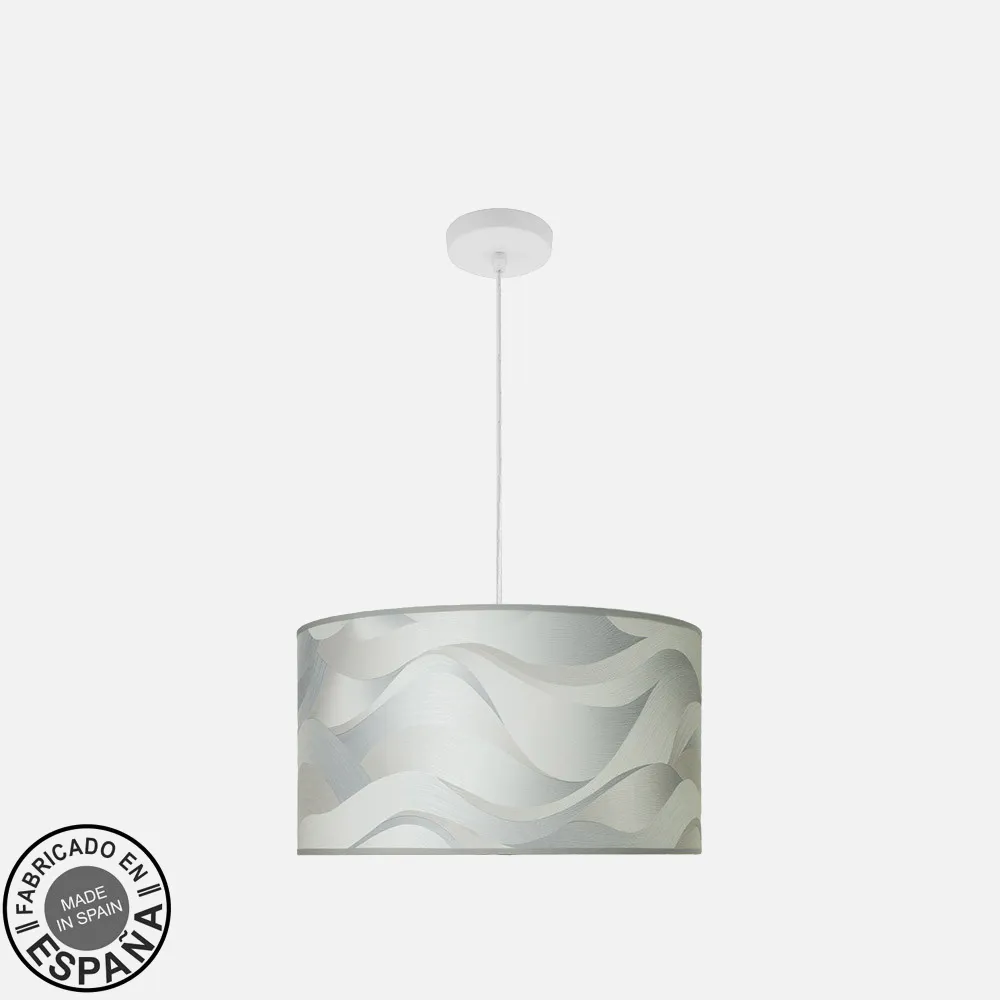 212494031 - Colgante Moda 2xe27 Blanco/ola Gris Regx40x40cm C/difusor