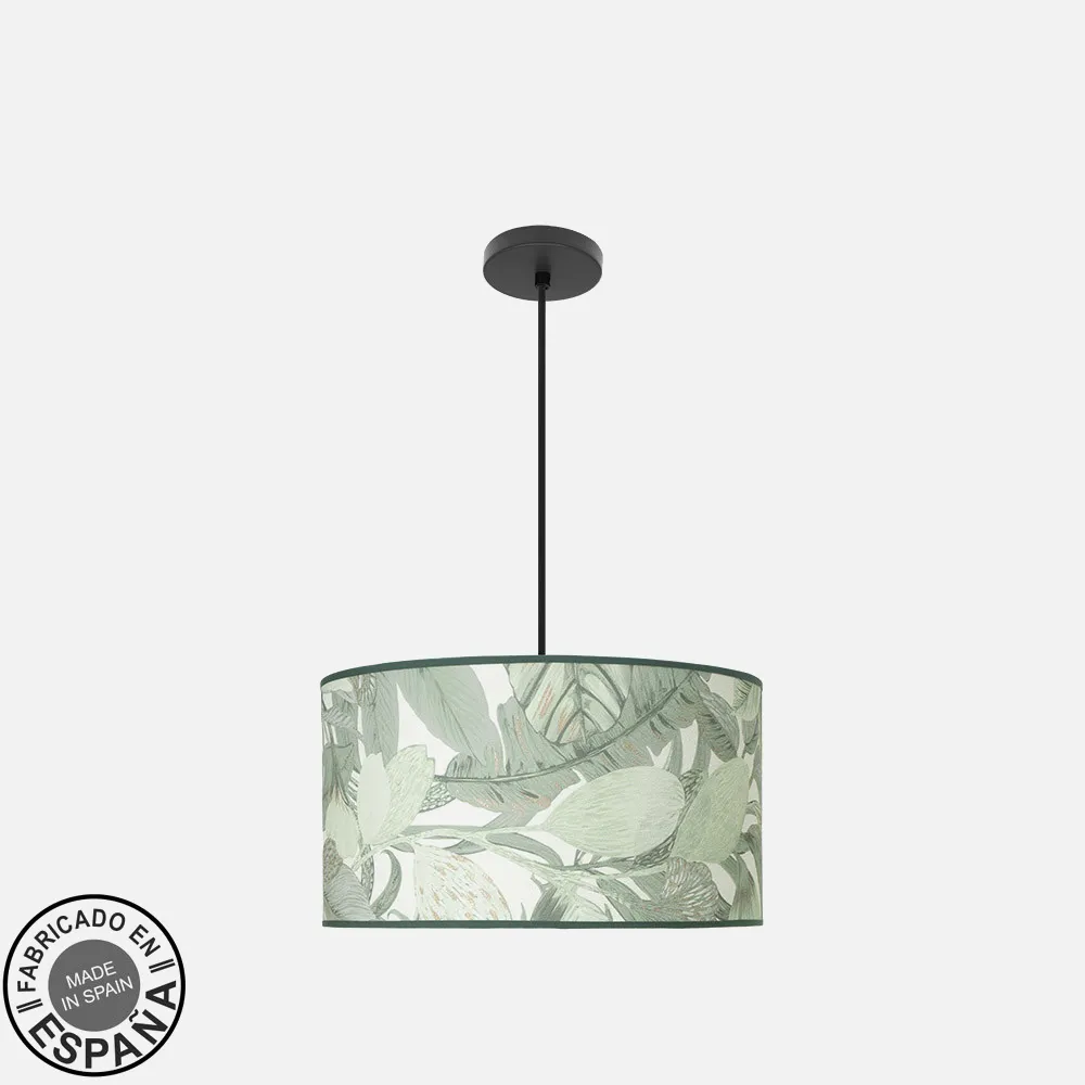 212494019 - Colgante Moda 2xe27 Negro/hoja Verde Regx40x40cm C/difusor