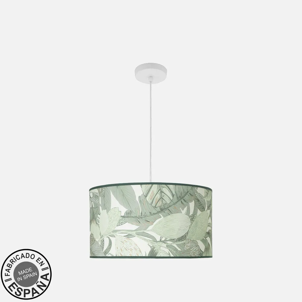 212494011 - Colgante Moda 2xe27 Blanco/hoja Verde Regx40x40cm C/difusor