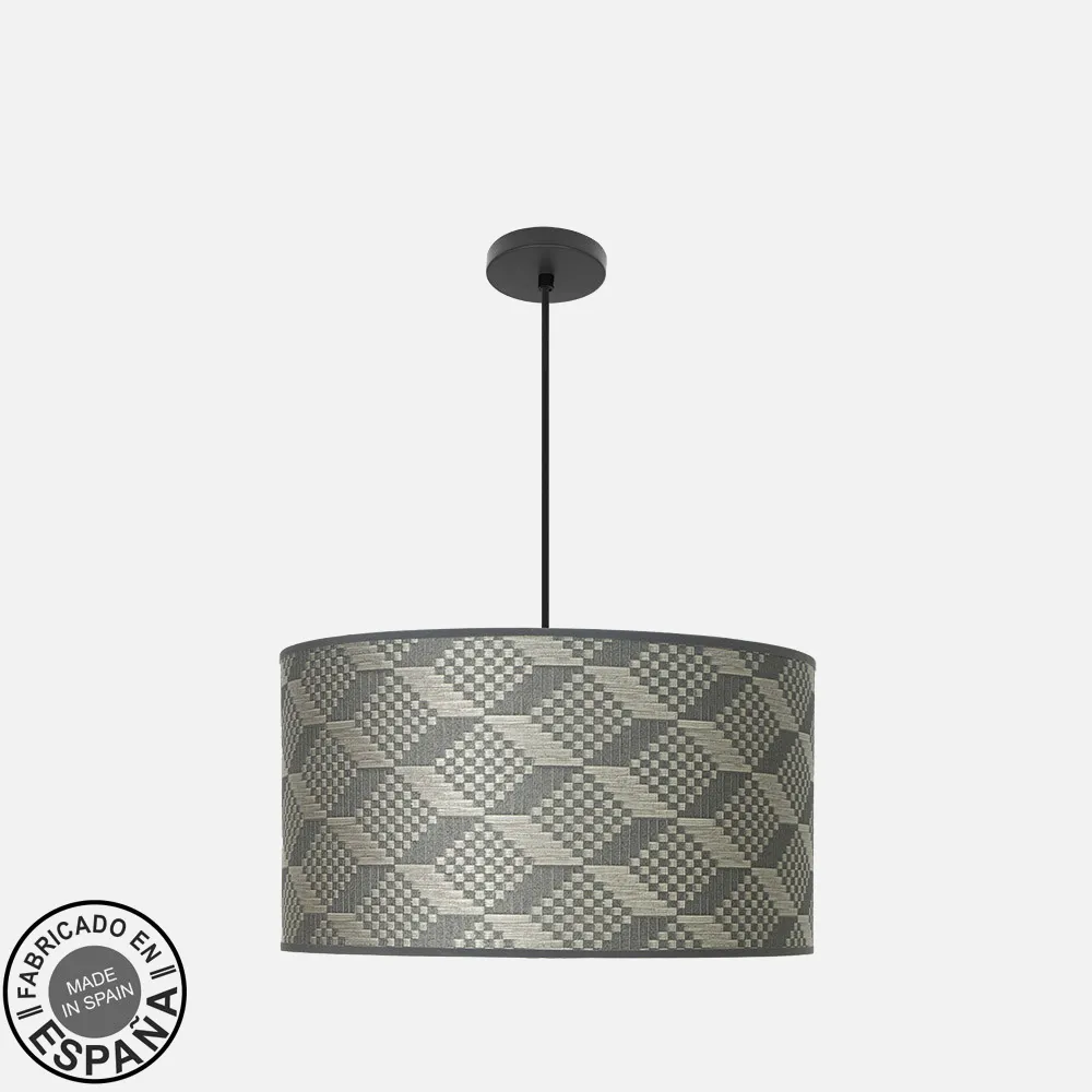 212495119 - Colgante Moda 3xe27 Negro/tetris Gris Regx50x50cm C/difusor