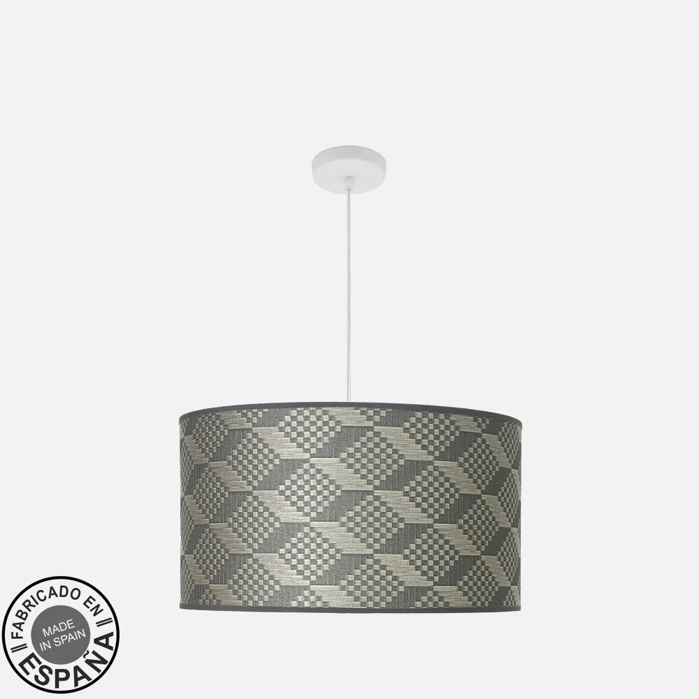 212495111 - Colgante Moda 3xe27 Blanco/tetris Gris Regx50x50cm C/difusor
