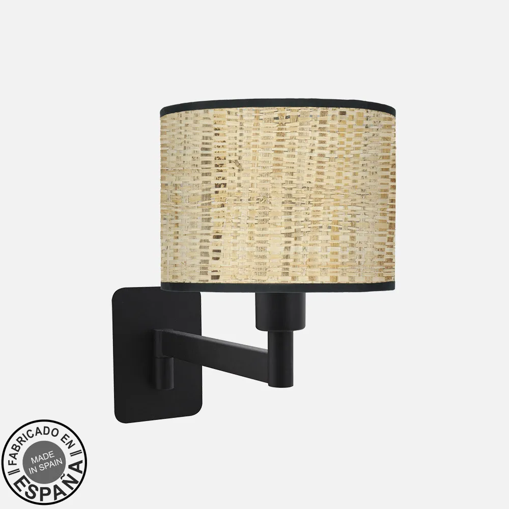 212461079 - Aplique Abatible Moda 1xe14 Negro/cañizo Oscuro 26x17x28 Cm