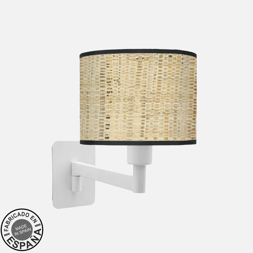 212461071 - Aplique Abatible Moda 1xe14 Blanco/cañizo Oscuro 26x17x28 cm