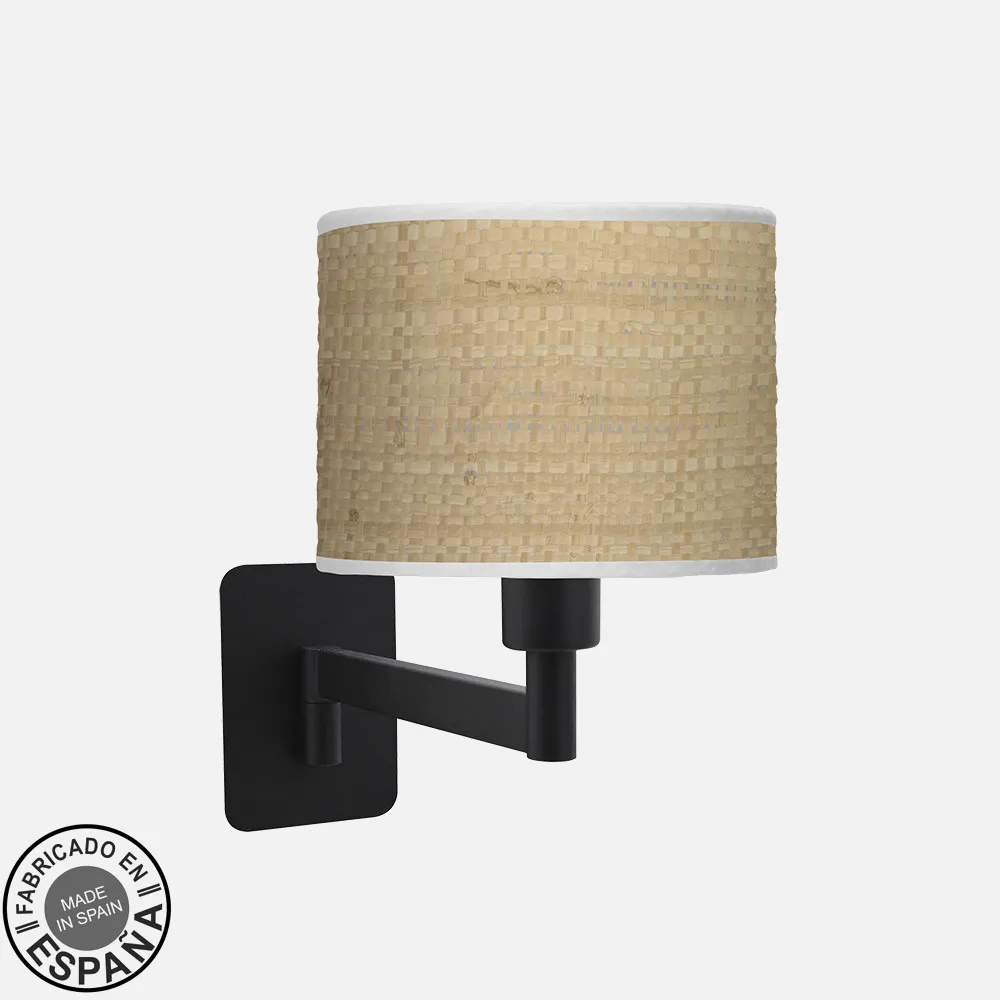 212461069 - Tilting wall light Moda 1xe14 Black/light cane 26x17x28 Cm
