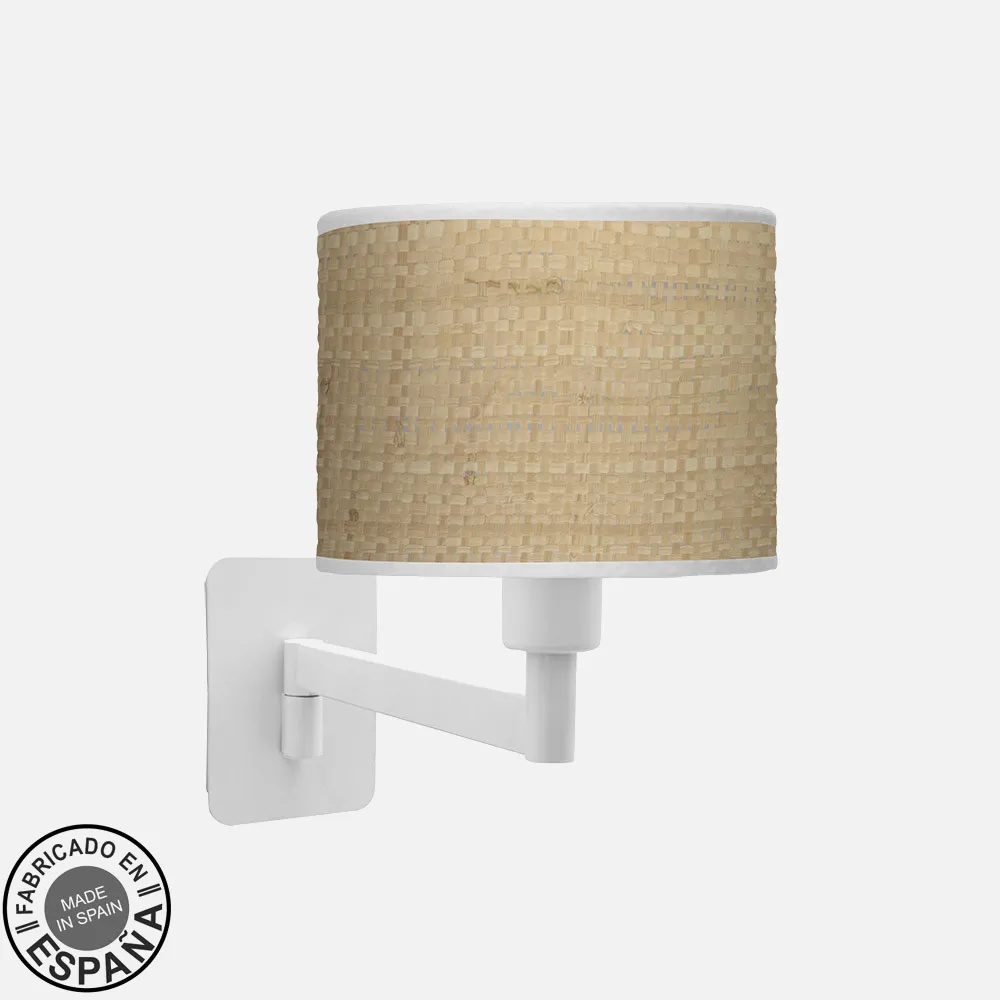 212461061 - Aplique Abatible Moda 1xe14 Blanco/cañizo Claro 26x17x28 Cm
