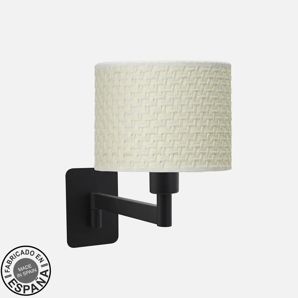 212461059 - Tilting wall light Moda 1xe14 Black/white cane 26x17x28 Cm