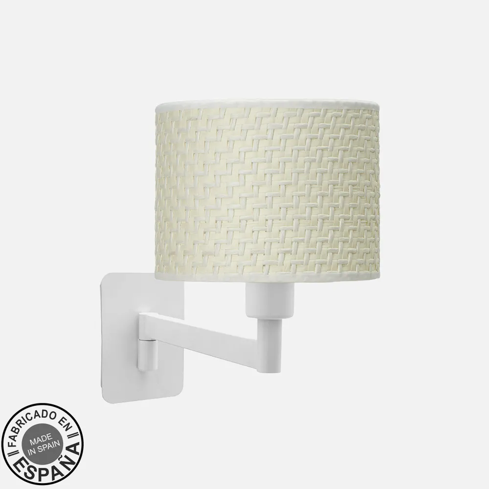 212461051 - Aplique Abatible Moda 1xe14 Blanco/cañizo Blanco 26x17x28 Cm