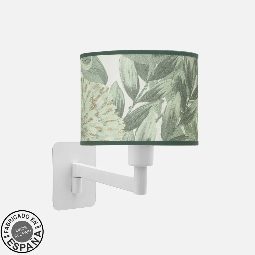 212461011 - Aplique Abatible Moda 1xe14 Blanco/hoja Verde 26x17x28 Cm
