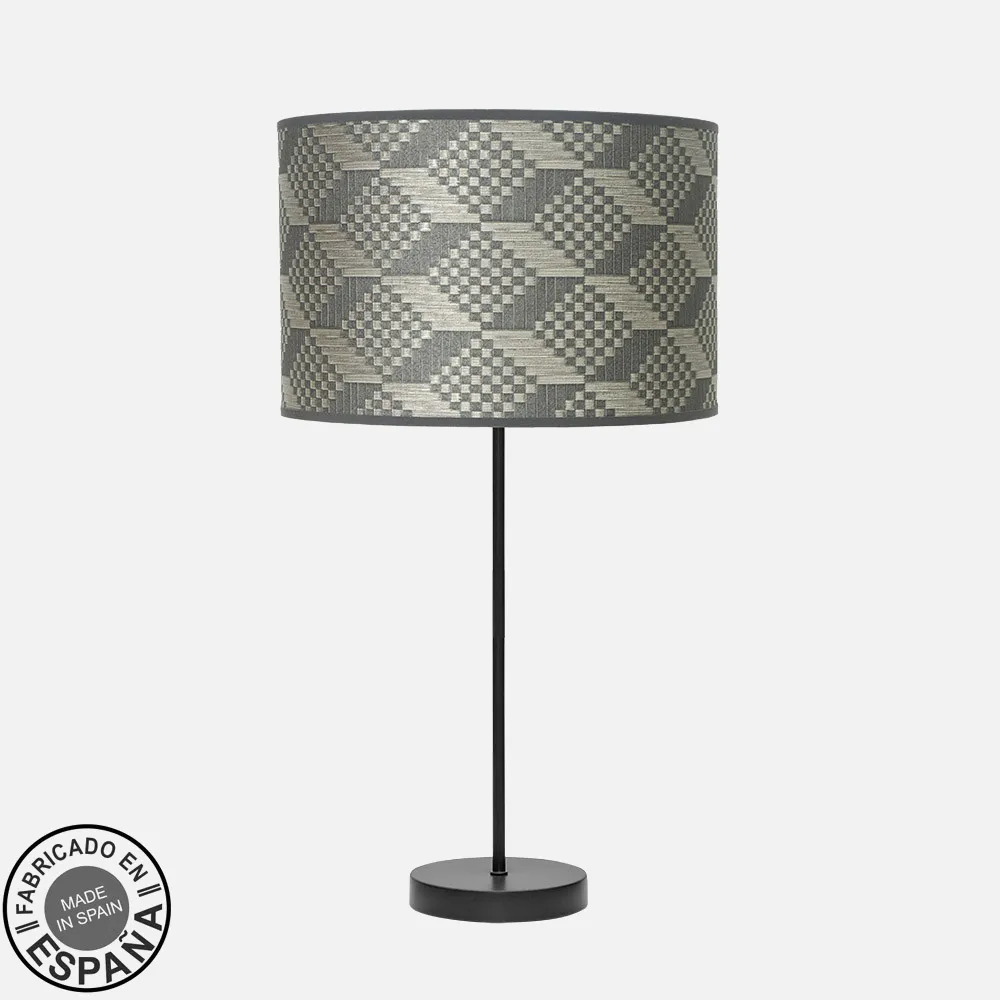 212471119 - Sobremesa Alto Moda 1xe27 Negro/tetris Gris 63x30 X30cm
