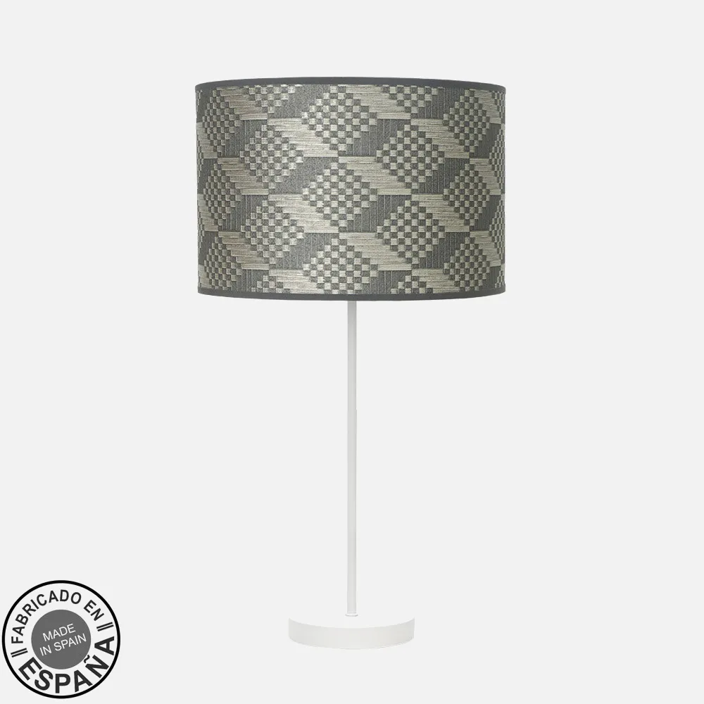 212471111 - Sobremesa Alto Moda 1xe27 Blanco/tetris Gris 63x30 X30cm