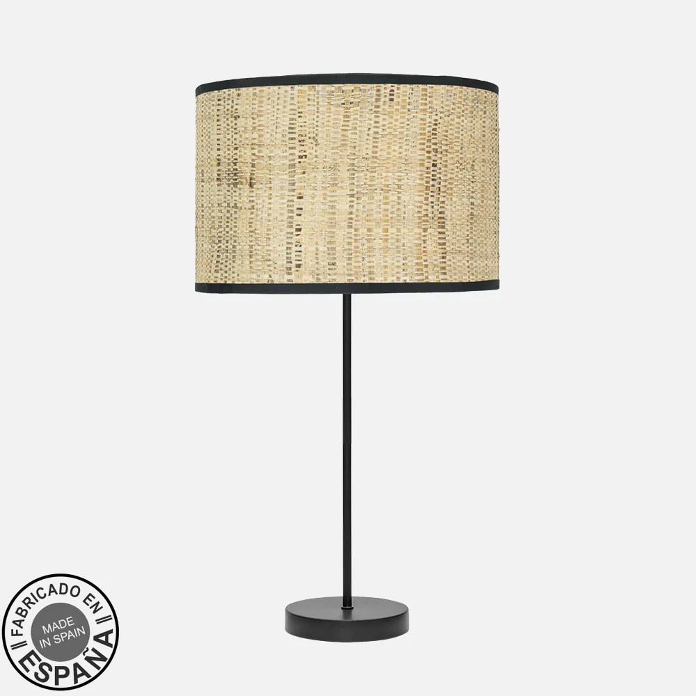 212471079 - Sobremesa Alto Moda 1xe27 Negro/cañizo Oscuro 63x30x30 Cm