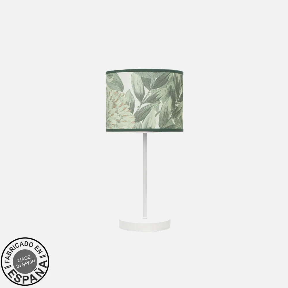 212470011 - Table Lamp Moda 1xe14 White/Green Leaf 42x17x17cm