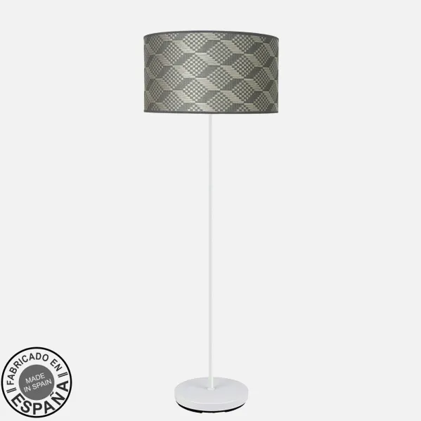 Pie Salon Moda 1xe27 Blanco/tetris Gris 163x40x40c