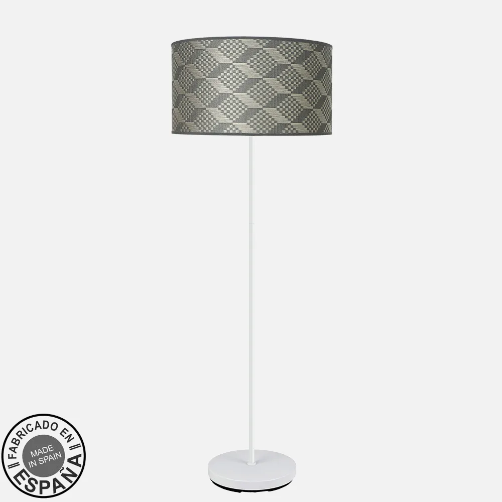 212441111 - Pie Salon Moda 1xe27 Blanco/tetris Gris 163x40x40c