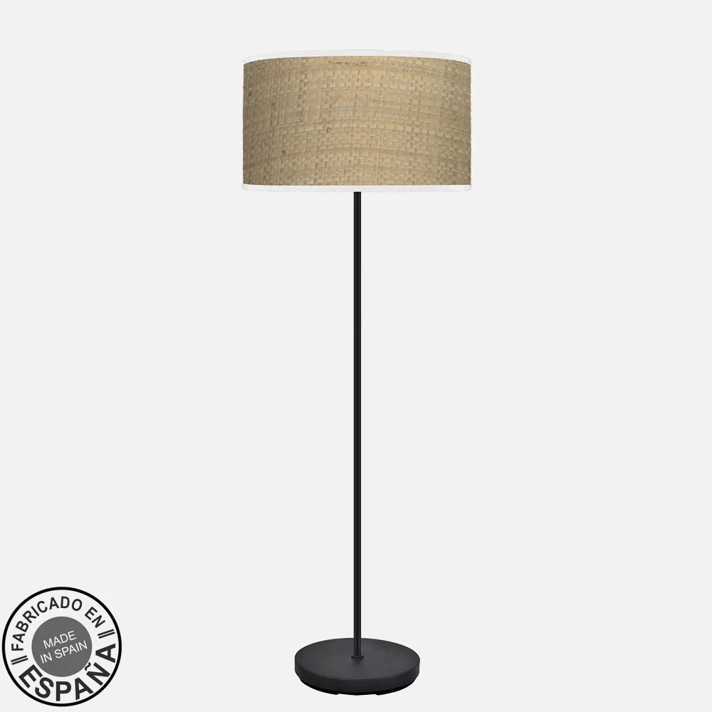 212441069 - Pie Salon Moda 1xe27 Negro/cañizo Claro 163x40x40 Cm