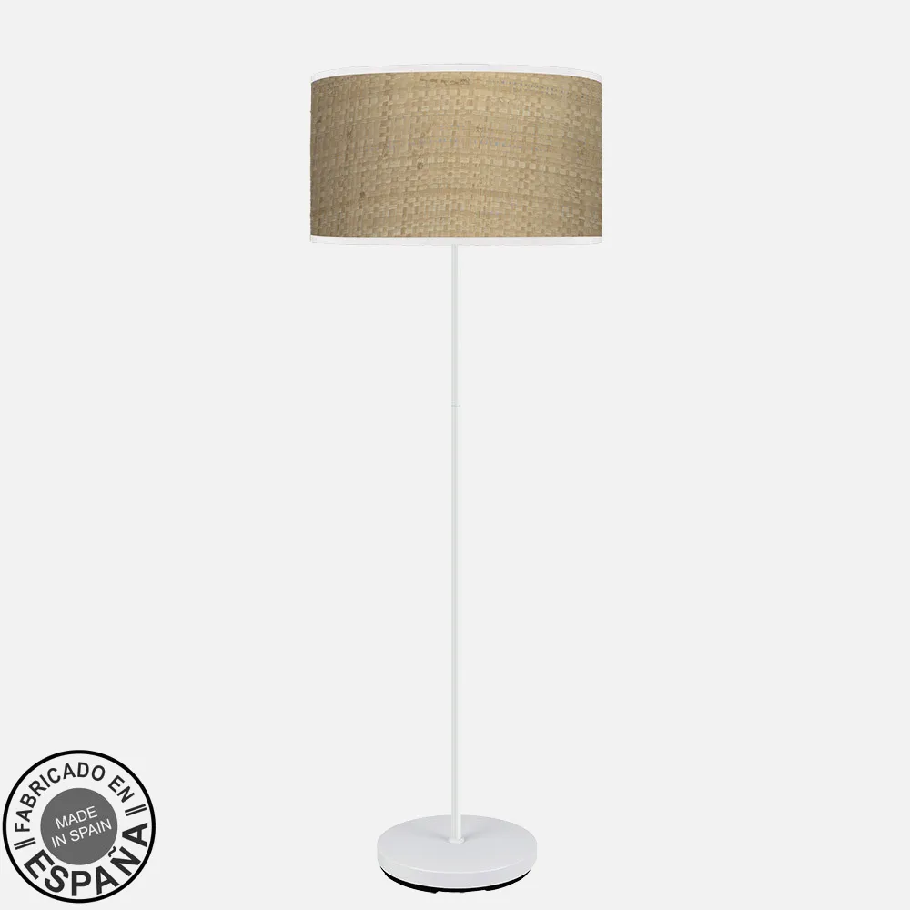 212441061 - Pie Salon Moda 1xe27 Blanco/cañizo Claro 163x40x40 Cm
