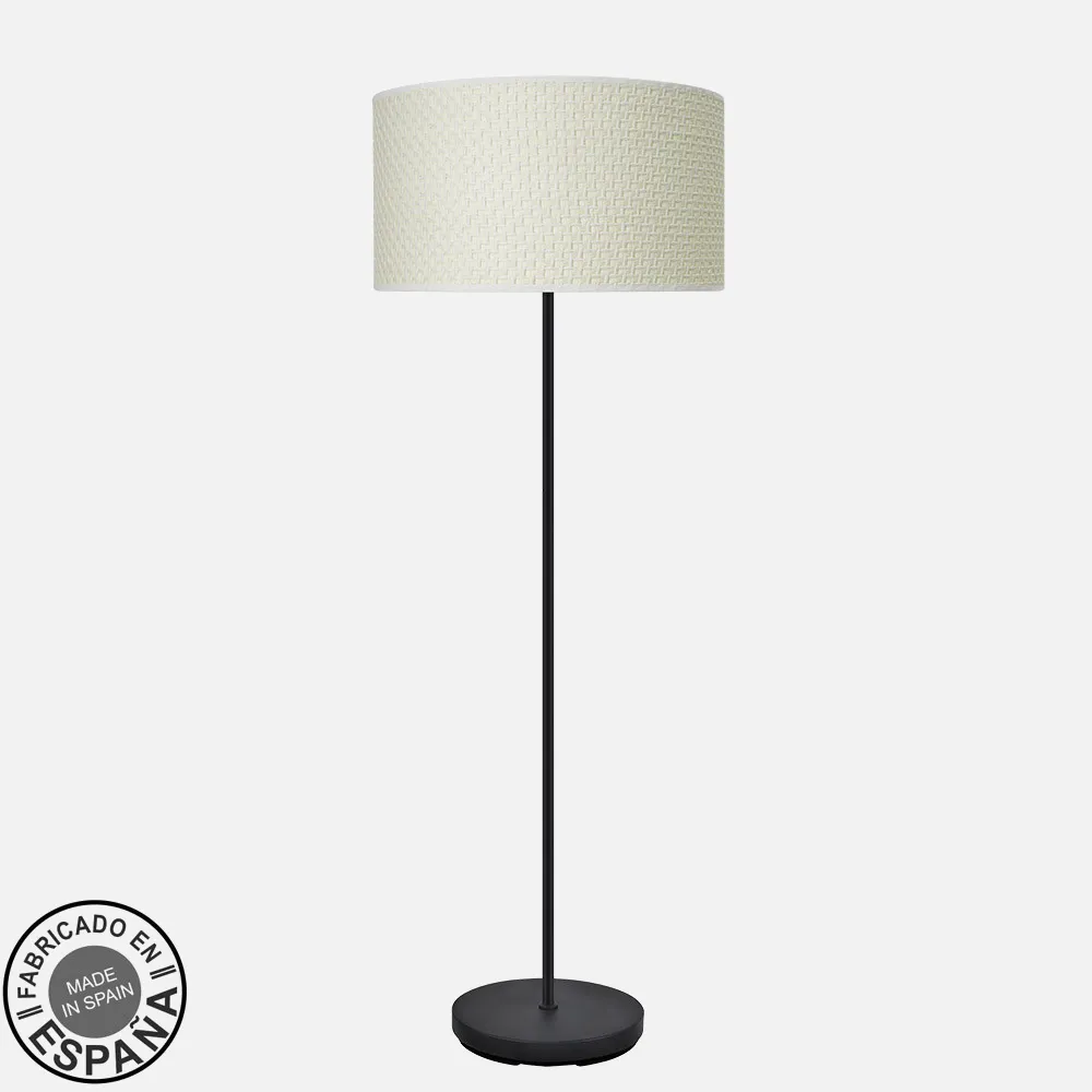 212441059 - Pie Salon Moda 1xe27 Negro/cañizo Blanco 163x40x 40 Cm