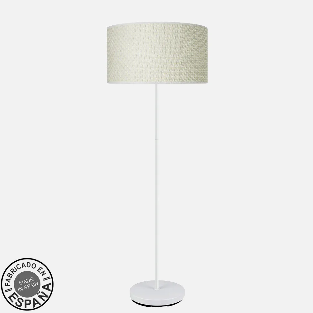 212441051 - Pie Salon Moda 1xe27 Blanco/cañizo Blanco 163x40x 40 Cm