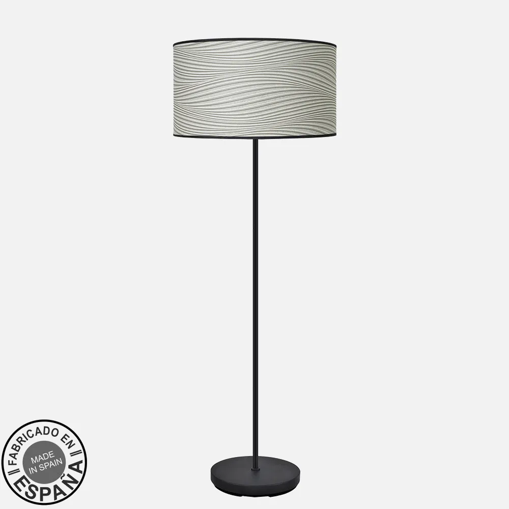 212441049 - Pie Salon Moda 1xe27 Negro/surco Gris 163x40x40cm