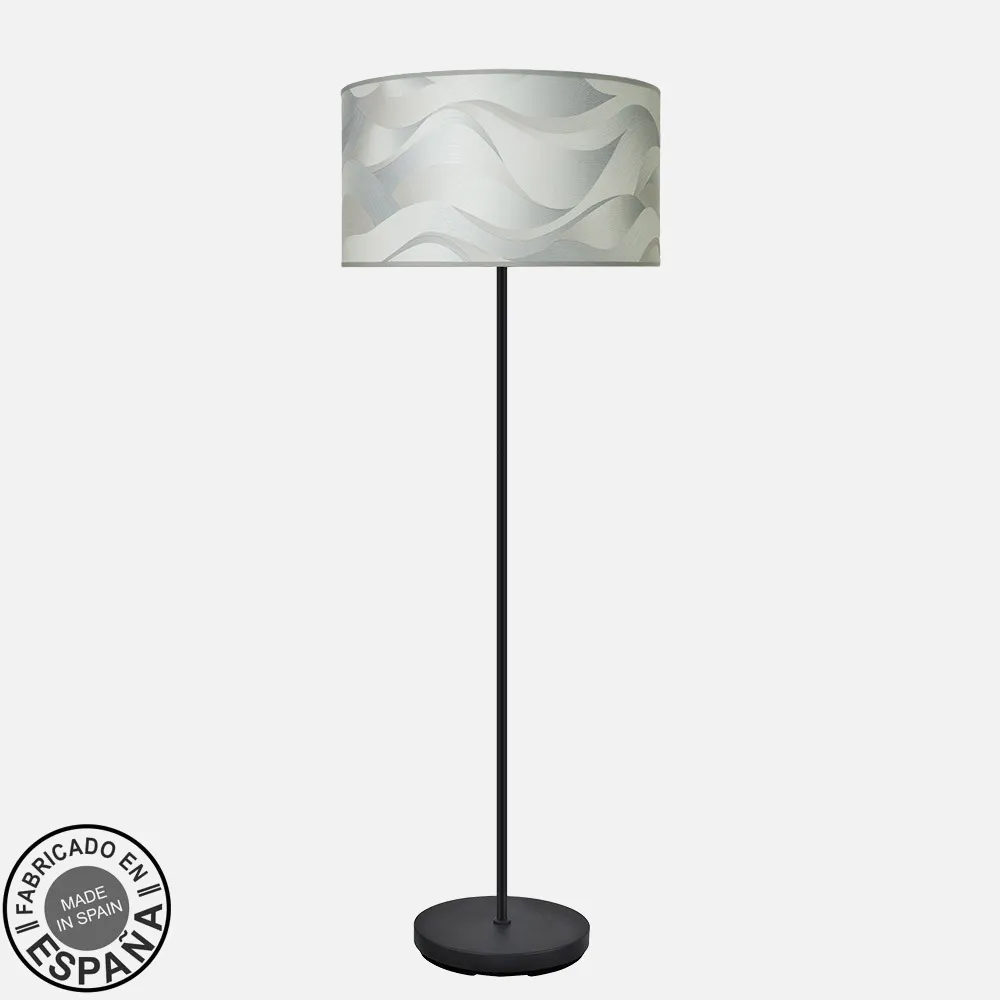 212441039 - Pie Salon Moda 1xe27 Negro/ola Gris 163x40x40cm