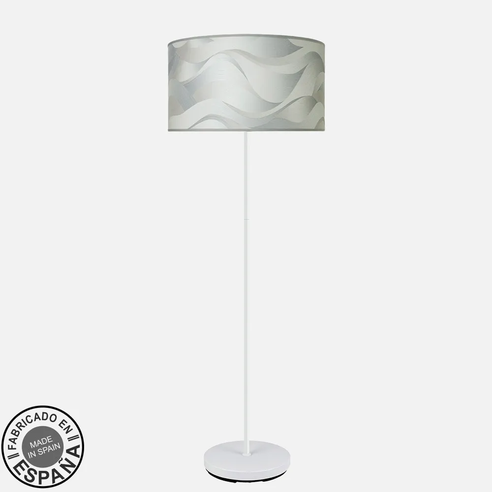212441031 - Pie Salon Moda 1xe27 Blanco/ola Gris 163x40x40cm