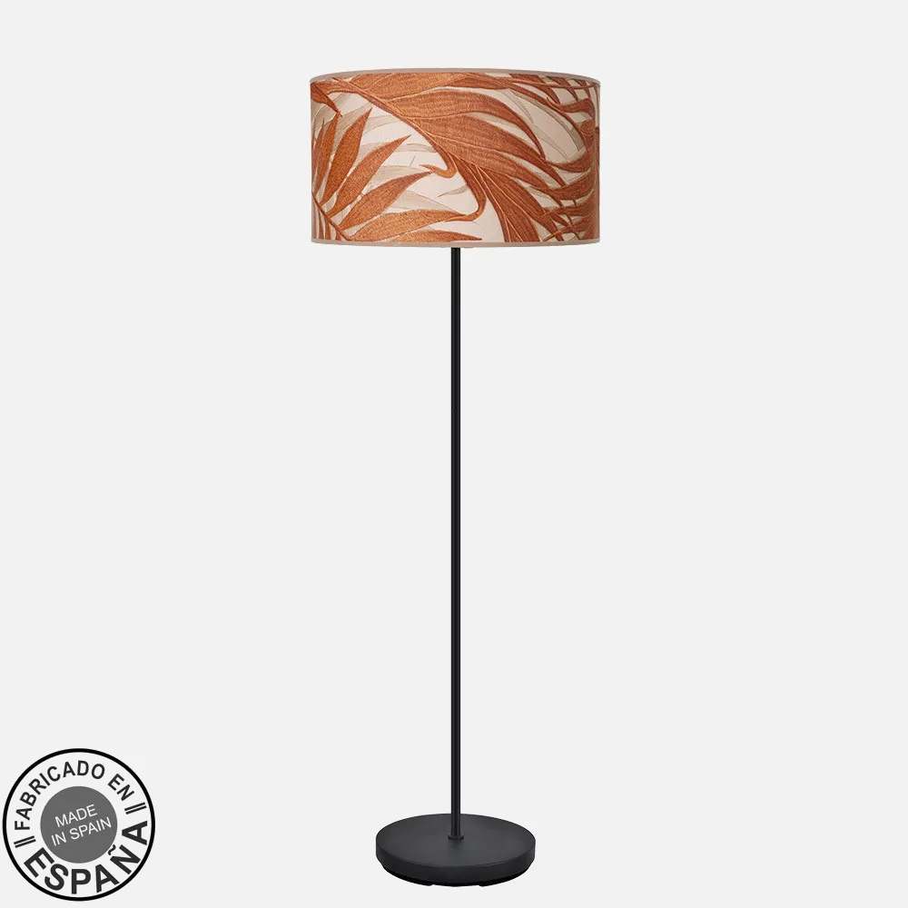 212441029 - Pie Salon Moda 1xe27 Negro/hoja Caldera 163x40x40