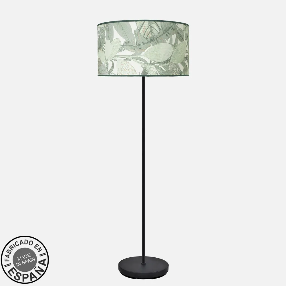 212441019 - Pie Salon Moda 1xe27 Negro/hoja Verde 163x40x40cm