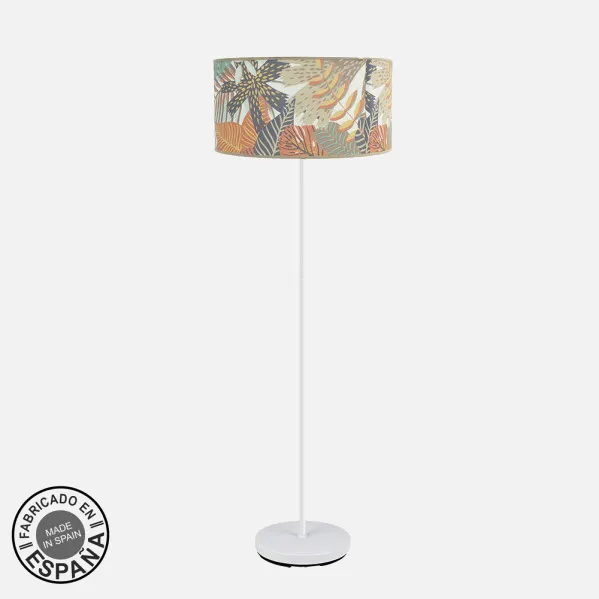 Pie De Salon Etiopia 1xe27 Blanco/estampado 164x40x40cm