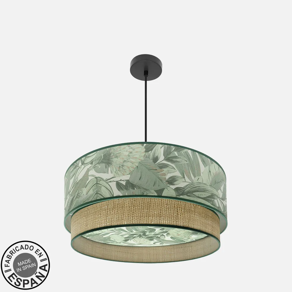 224996009 - Colgante Congo 60d 3xe27 Negro/verde-natural