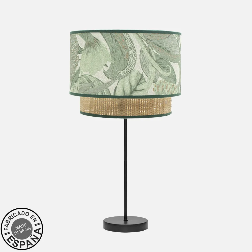 Sobremesa Grande Congo 1xe27 Negro/verde-natural 64x30x30 Cm