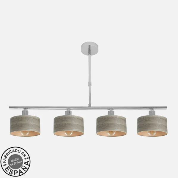 Lamp Gilda 4xe14 Chrome/wood Grey Retgx76x14 Cm