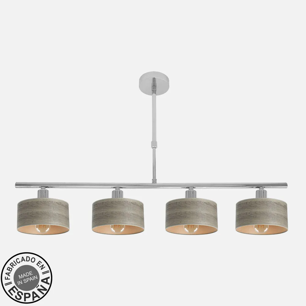 Lampara Gilda 4xe14 Cromo/madera Gris Retgx76x14 Cm