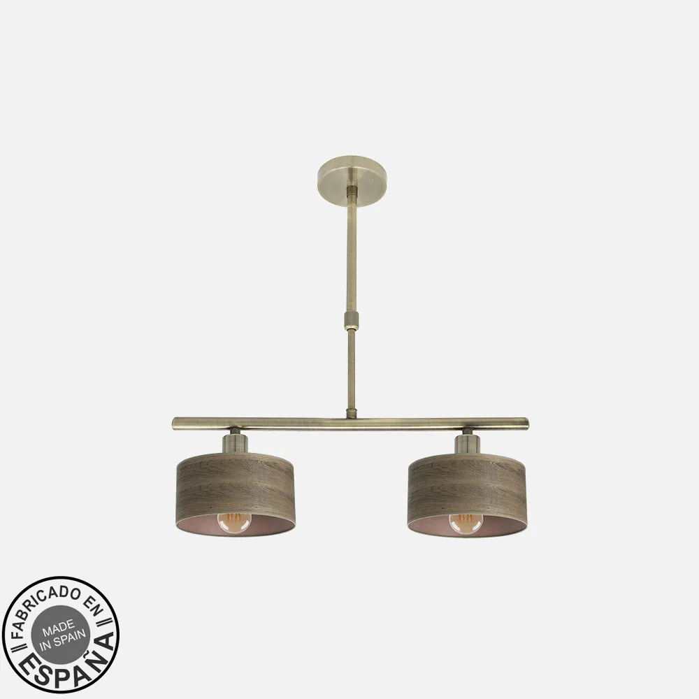 Lampara Gilda 2xe14 Cuero/madera Oscura Regx43x14 Cm