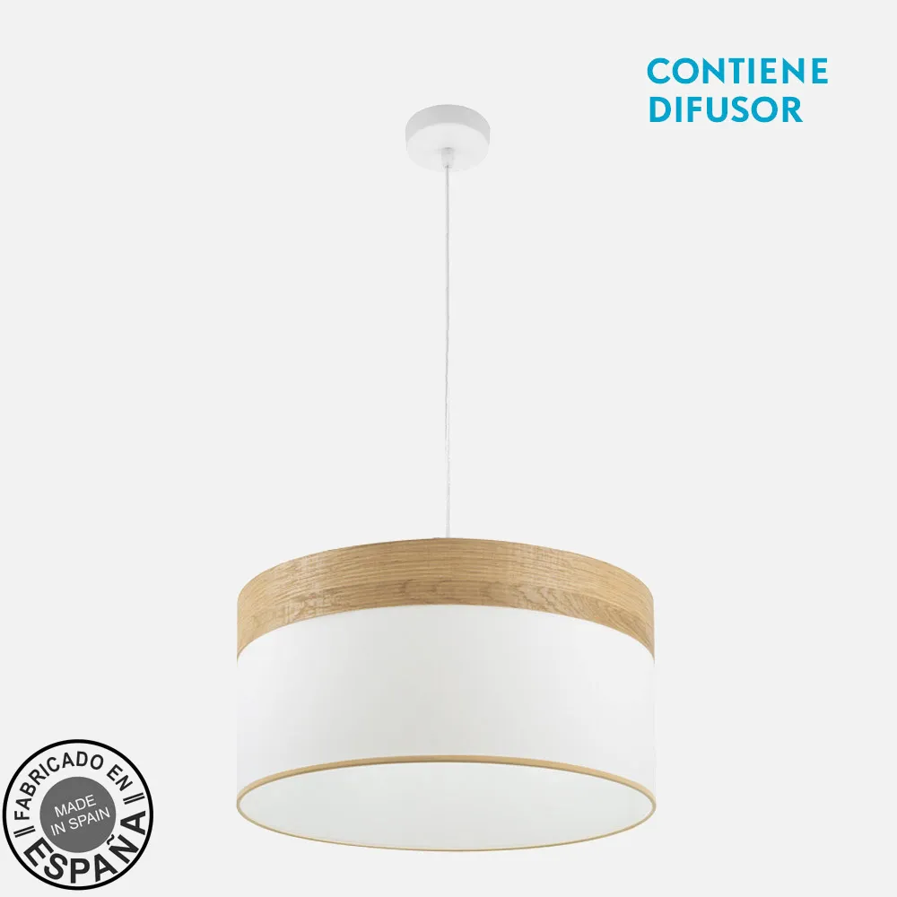 175495085 - Colgante Cloe 2xE27 Blanco/blanca-madera Clara Regx50x50 cm