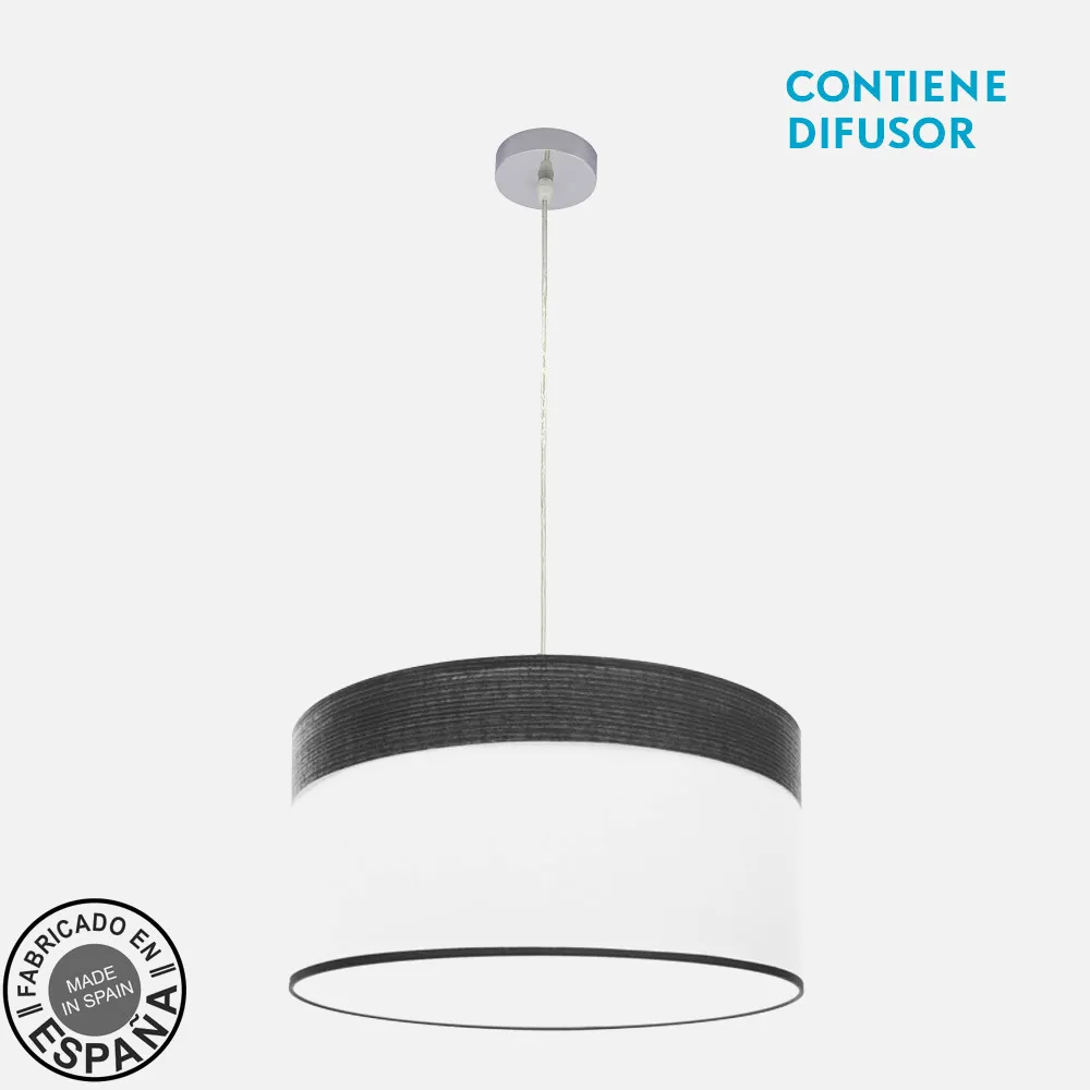 175495009 - Colgante Cloe 2xe27 Cromo/blanca-madera Negra Regx50x50 cm