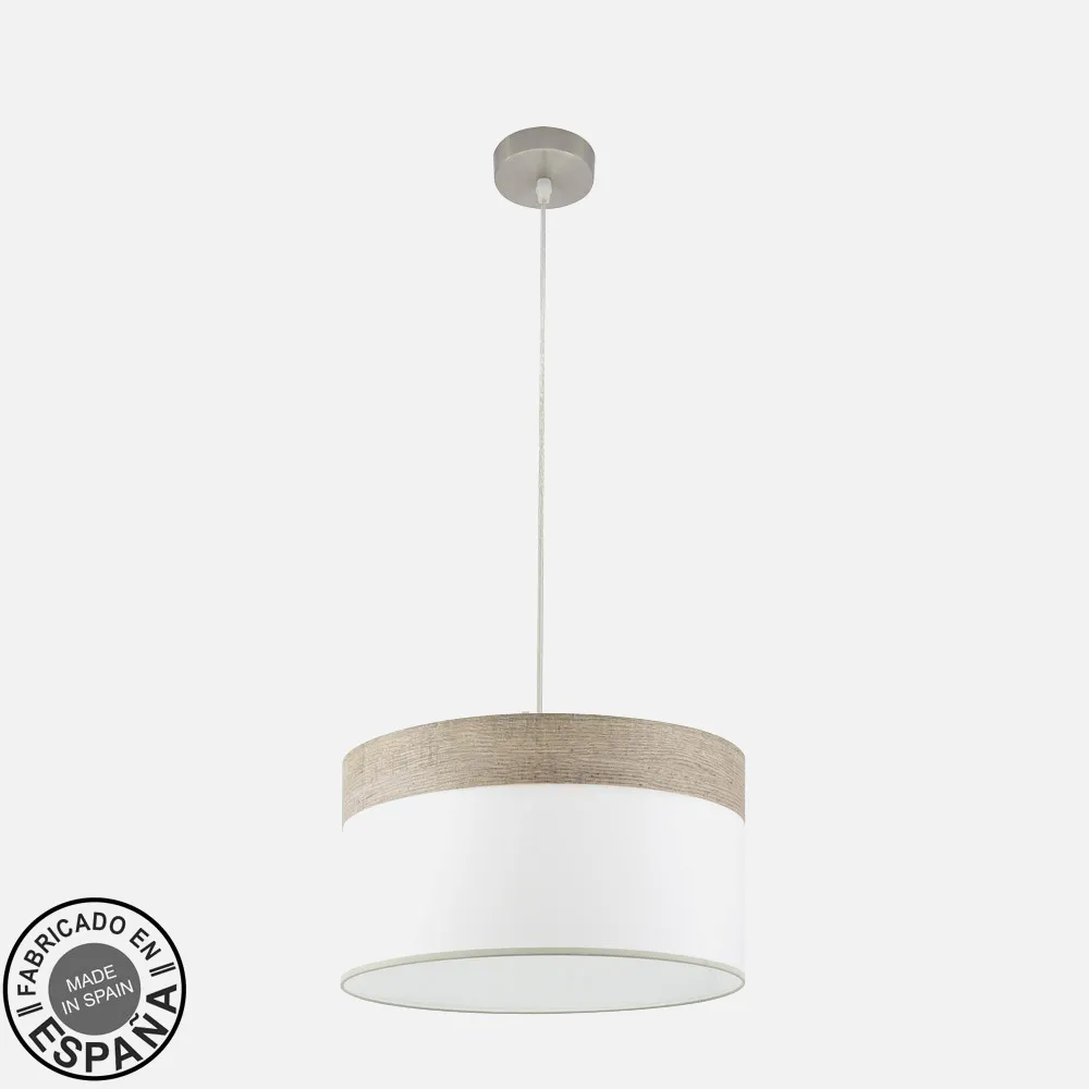175494083 - Colgante Cloe 1xe27 Niquel/blanca-madera Gris Regx40x40 cm