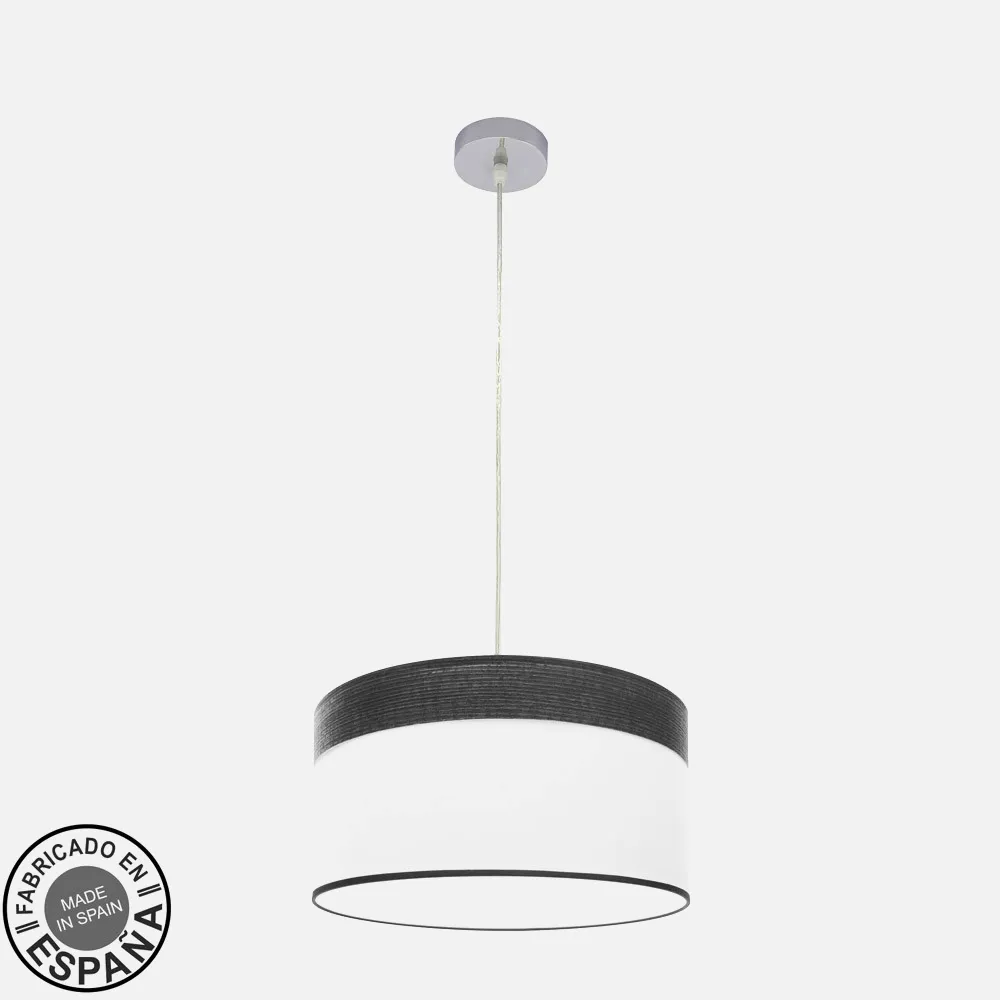 175494009 - Pendant light Cloe 1xe27 Chrome/white-wood Black Regx40x40 cm