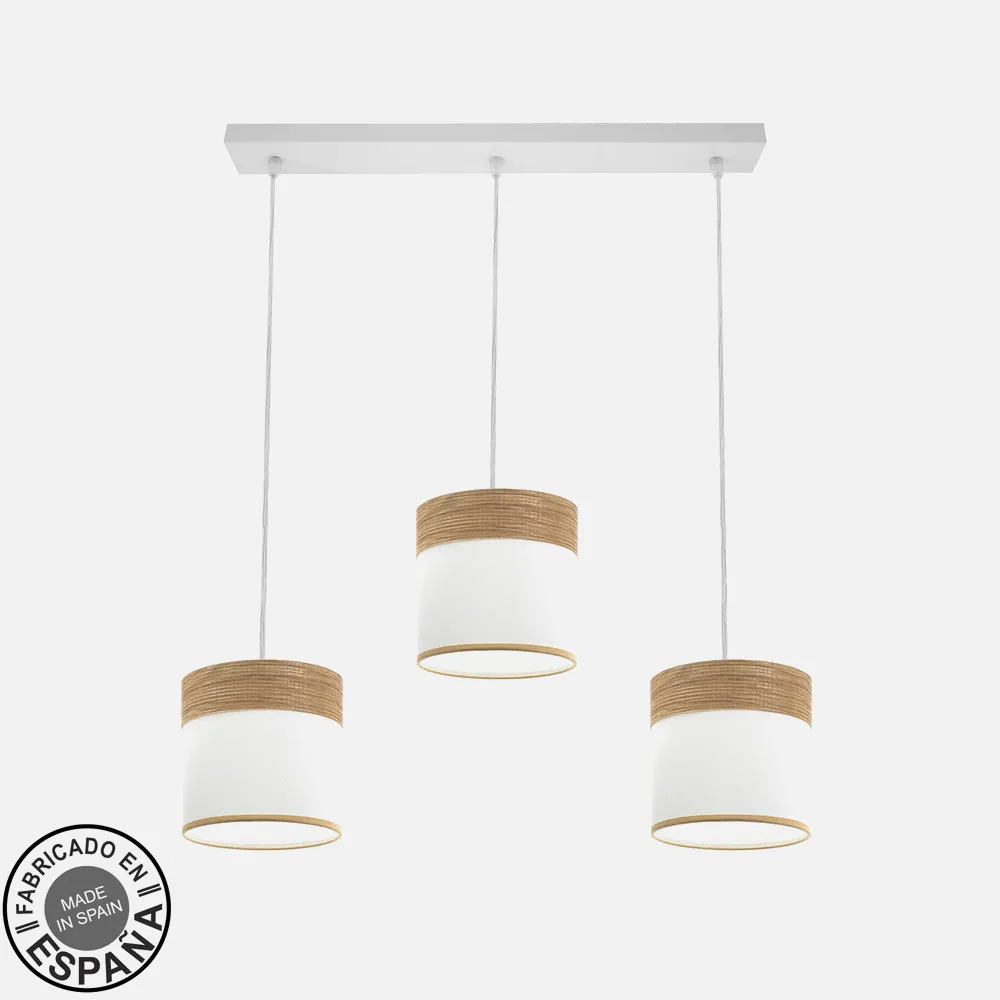 Regleta Cloe 3xe27 Blanco/blanca-madera Clara Regx60x16 cm