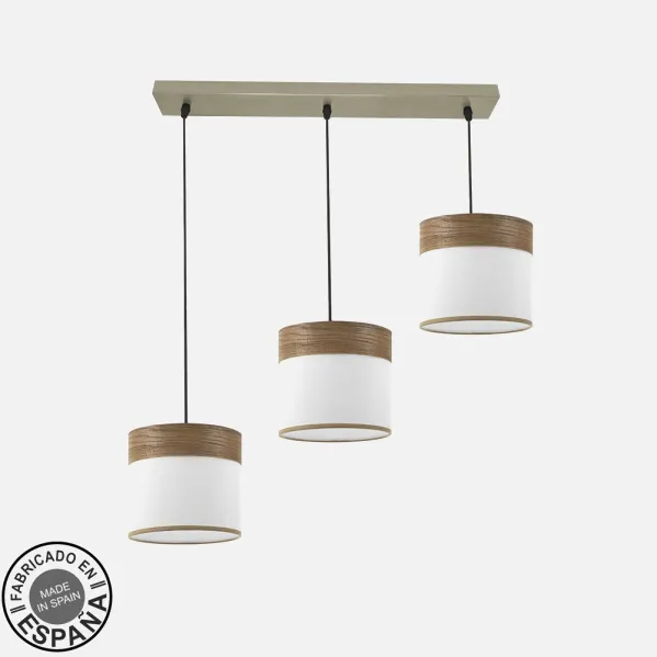 Batten light Cloe 3xe27 Leather/white-wood Dark Regx60x16 cm