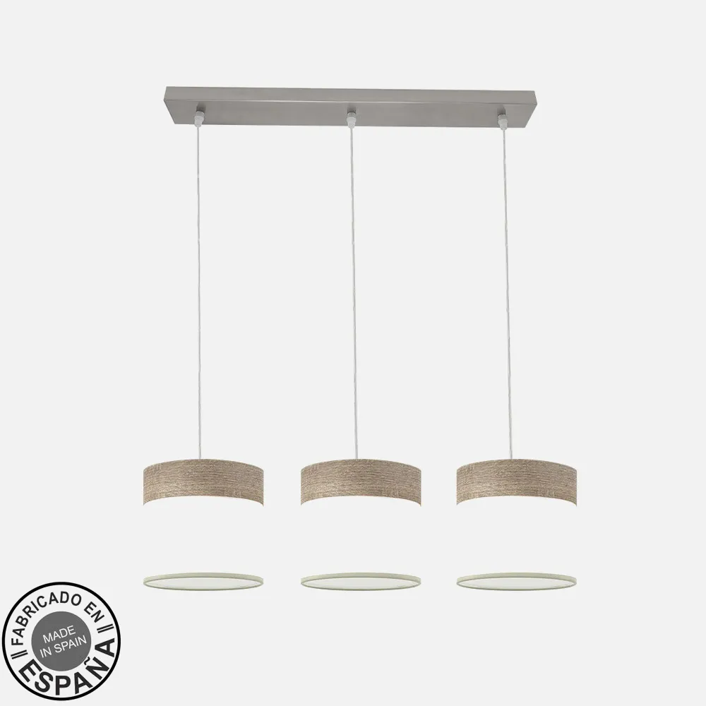 175493083 - Regleta Cloe 3xe27 Niquel/blanca-madera Gris Regx60x16 cm