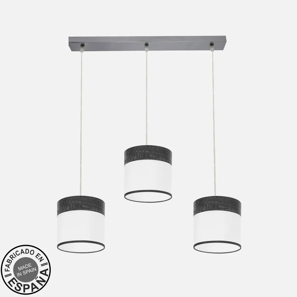 175493009 - Regleta Cloe 3xe27 Cromo/blanca-madera Negra Regx60x16 cm