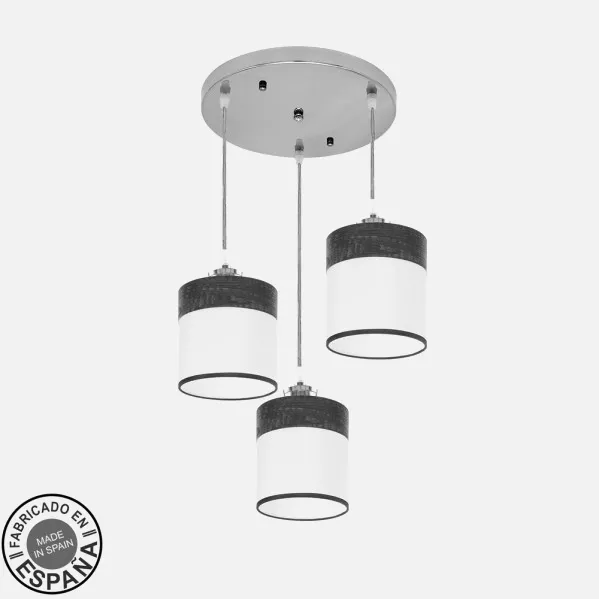 Ceiling light Cloe 3xe27 Chrome/white-wood Black Regx42x42 cm