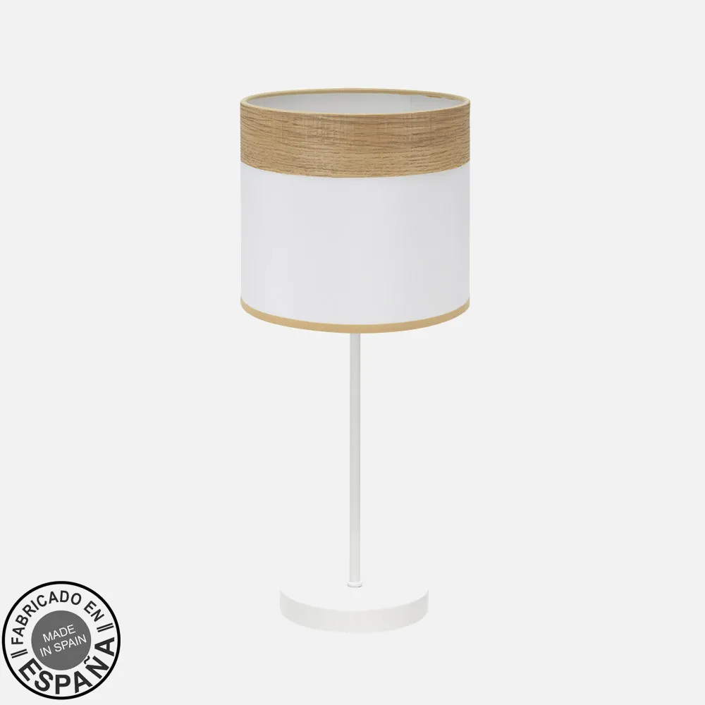 Sobremesa Cloe 1xe14 Blanco/blanca-madera Clara 42x18x18 cm