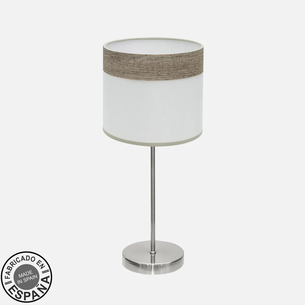 175471083 - Sobremesa Cloe 1xe14 Niquel/blanca-madera Gris 42x18x18 cm